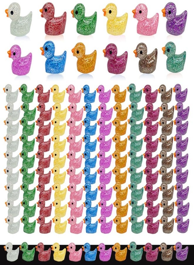AWEELON 120 Pcs Mini Resin Ducks Glitter Miniature Figures Tiny Ducks for DIY Garden Aquarium Dollhouse Ornament Home Birthday Wedding Christmas Party School Project Accessories - Image 1